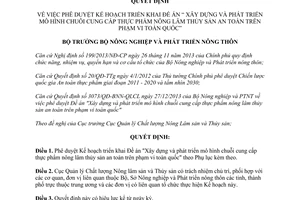 Quyết định 354/QĐ-BNN-QLCL 2014 xây dựng phát triển mô hình chuỗi cung cấp thực phẩm an toàn