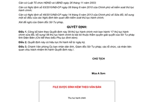 Quyết định 136/QĐ-UBND năm 2014 thủ tục hành chính mới sửa đổi bị bãi bỏ Sở Tư pháp Điện Biên