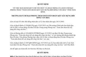 Quyết định 24/QĐ-BCĐ 2014 Ban Chỉ đạo Phong trào Toàn dân đoàn kết xây dựng đời sống văn hóa Thái Bình