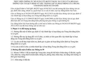 Hướng dẫn 524/ĐKVN-VAR 2014 thực hiện 59/2013/TT-BGTVT Trung tâm đăng kiểm xe cơ giới