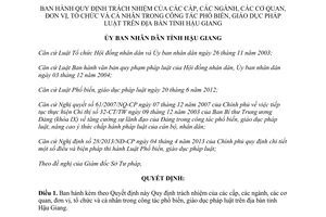 Quyết định 09/2014/QĐ-UBND trách nhiệm phổ biến giáo dục pháp luật các cấp ngành Hậu Giang