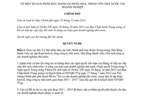 Nghị quyết 15/NQ-CP năm 2014 đẩy mạnh cổ phần hóa thoái vốn nhà nước tại doanh nghiệp