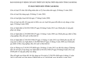 Quyết định 03/2014/QĐ-UBND cấp giấy phép xây dựng Cao Bằng