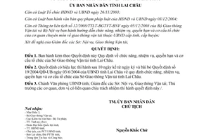 Quyết định 04/2014/QĐ-UBND nhiệm vụ quyền hạn cơ cấu tổ chức Sở Giao thông Vận tải Lai Châu