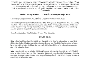 Quyết định 273/QĐ-TLĐ 2014 quản lý tài chính công đoàn tiêu chuẩn phụ cấp kế toán công đoàn