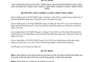 Quyết định 383/QĐ-BNN-PC năm 2014 Kế hoạch tổ chức triển khai thi hành Hiến pháp