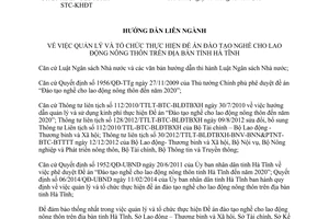 Hướng dẫn liên ngành 28/HDLN-LĐTBXH-STC-KHĐT Đào tạo nghề cho lao động nông thôn Hà Tĩnh