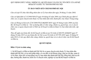 Quyết định 13/2014/QĐ-UBND chức năng nhiệm vụ quyền hạn cơ cấu tổ chức Sở Kế hoạch Đầu tư Hà Nội