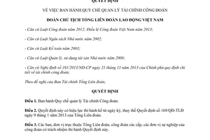 Quyết định 269/QĐ-TLĐ năm 2014 Quy chế quản lý Tài chính Công đoàn