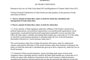 Guidance 258/HD-TLDD on trade union dues
