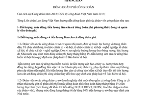 Hướng dẫn 258/HD-TLĐ năm 2014 đóng đoàn phí công đoàn