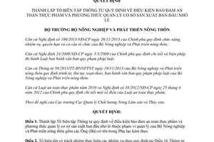 Quyết định 392/QĐ-BNN-QLCL điều kiện bảo đảm an toàn thực phẩm phương thức quản lý cơ sở sản xuất