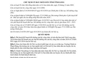 Quyết định 295/QĐ-UBND 2014 kế hoạch bồi dưỡng cán bộ công chức xã Vĩnh Long