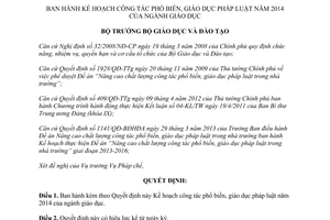 Quyết định 792/QĐ-BGDĐT năm 2014 Kế hoạch công tác phổ biến giáo dục pháp luật ngành giáo dục