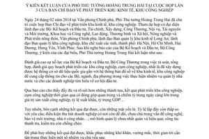 Thông báo 100/TB-VPCP ý kiến Phó Thủ tướng phát triển khu kinh tế khu công nghiệp 2014