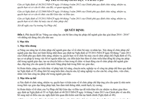 Quyết định 798/QĐ-BGDĐT Nâng cao năng lực cán bộ làm công tác pháp chế ngành giáo dục 2014 - 2016