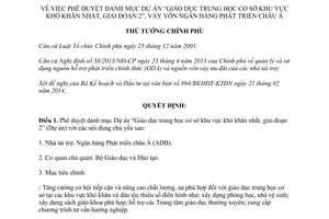 Quyết định 358/QĐ-TTg năm 2014 Dự án Giáo dục trung học cơ sở khu vực khó khăn nhất