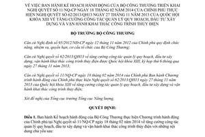 Quyết định 2046/QĐ-BCT 2014 triển khai 11/NQ-CP thực hiện 62/2013/QH13 công trình thủy điện