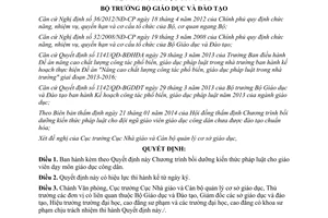 Quyết định 1456/QĐ-BGDĐT năm 2014 bồi dưỡng kiến thức pháp luật giáo viên môn giáo dục công dân