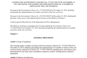 Circular No. 56/2014/TT-BTC guiding Decree No. 177/2013/ND-CP guiding The Law on Prices