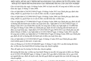 Thông tư 13/2014/TT-BGDĐT mở ngành đình chỉ tuyển sinh đào tạo trình độ trung cấp chuyên nghiệp