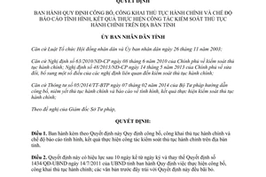 Quyết định 18/2014/QĐ-UBND công bố công khai thủ tục hành chính Thừa Thiên Huế