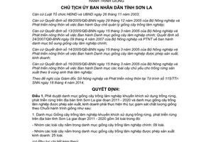 Quyết định 974/QĐ-UBND 2014 giống cây trồng đuợc sản xuất kinh doanh khuyến khích trồng rừng 2011 2020 Sơn La