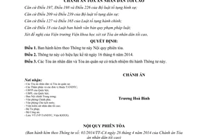 Thông tư 01/2014/TT-CA Nội quy phiên tòa do Chánh án Tòa án nhân dân tối cao ban hành