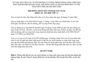 Nghị quyết 04/2014/NQ-HĐND đặt tên đường công trình công cộng Quảng Ngãi Bình Sơn Đức Phổ