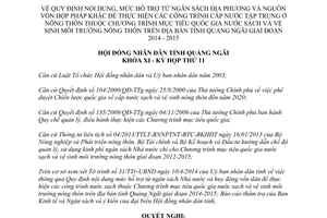 Nghị quyết 05/2014/NQ-HĐND ngân sách hỗ trợ công trình cấp nước tập trung nông thôn Quảng Ngãi