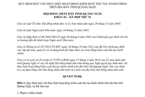 Nghị quyết 07/2014/NQ-HĐND mức chi kiểm soát thủ tục hành chính Quảng Ngãi