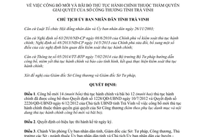 Quyết định 603/QĐ-UBND 2014 công bố thủ tục hành chính mới bãi bỏ Sở Công Thương Trà Vinh