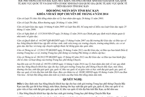 Nghị quyết 05/2014/NQ-HĐND học bổng học sinh giỏi đạt giải quốc gia quốc tế giáo viên có học sinh giỏi Bắc Kạn