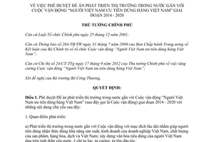 Quyết định 634/QĐ-TTg 2014 phát triển thị trường trong nước Người Việt Nam dùng hàng Việt Nam