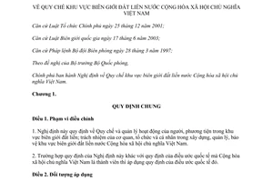 Nghị định 34/2014/NĐ-CP quy chế khu vực biên giới đất liền nước Việt Nam