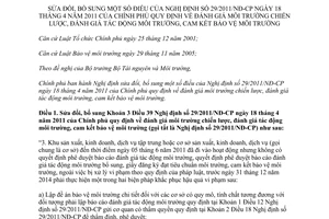 Nghị định 35/2014/NĐ-CP sửa đổi 29/2011/NĐ-CP đánh giá môi trường cam kết bảo vệ môi trường