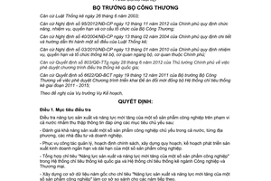 Quyết định 3814/QĐ-BCT năm 2014 điều tra năng lực sản xuất năng lực mới tăng sản phẩm công nghiệp