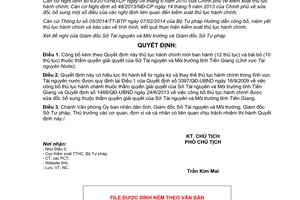 Quyết định 1065/QĐ-UBND 2014 công bố thủ tục hành chính mới bãi bỏ Sở Tài nguyên Tiền Giang