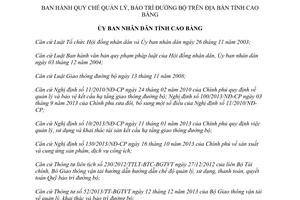 Quyết định 07/2014/QĐ-UBND Quy chế quản lý bảo trì đường bộ Cao Bằng