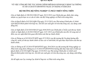 Quyết định 906/QĐ-BNN-KTHT 2014 thủ tục hành chính mới Bộ Nông nghiệp Phát triển nông thôn