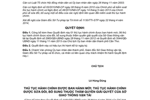 Quyết định 1181/QĐ-UBND 2014 thủ tục hành chính mới sửa đổi Sở Giao thông vận tải Cần Thơ