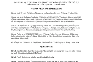 Quyết định 13/2014/QĐ-UBND phối hợp công bố niêm yết thủ tục hành chính tỉnh Hà Nam