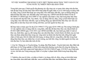 Chỉ thị 02/2014/CT-UBND nghiêm cấm hủy diệt trong khai thác thủy sản vùng nước tự nhiên Đắk Lắk