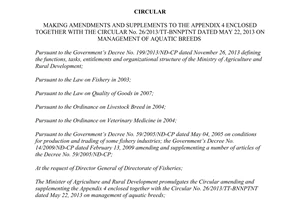 Circular No. 11/2014/TT-BNNPTNT amendments Circular No. 26/2013/TT-BNNPTNT