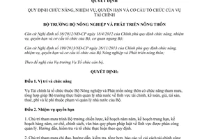 Quyết định 609/QĐ-BNN-TCCB 2014 chức năng nhiệm vụ quyền hạn cơ cấu tổ chức của Vụ Tài chính