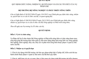 Quyết định 620/QĐ-BNN-TCCB 2014 chức năng nhiệm vụ quyền hạn cơ cấu tổ chức của Vụ Pháp chế