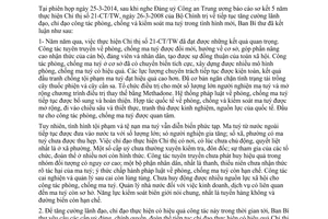 Kết luận 95-KL/TW 2014 thực hiện 21-CT/TW tăng cường lãnh đạo chỉ đạo công tác phòng chống kiểm soát ma túy