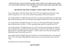 Quyết định 639/QĐ-BNN-KH 2014 Quy hoạch nông nghiệp Đồng bằng sông Cửu Long đến 2020