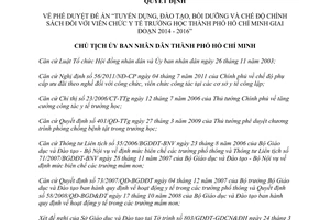 Quyết định 1655/QĐ-UBND 2014 Tuyển dụng đào tạo bồi dưỡng chính sách viên chức y tế trường học Hồ Chí Minh