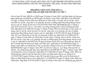 Nghị quyết 72/2014/NQ-HĐND chức danh mức phụ cấp người hoạt động không chuyên trách Sơn La